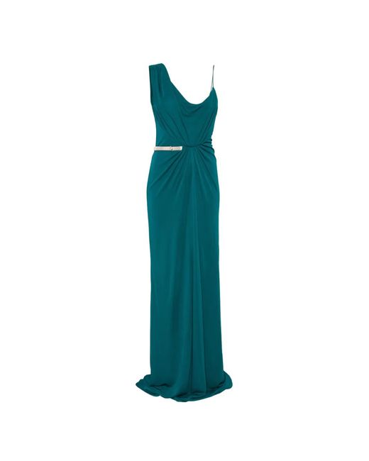 Tom Ford Green Asymmetric Draped Evening Maxi Dress