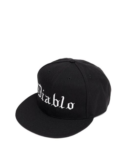 Willy Chavarria Black Diablo-Embroidered Cap for men
