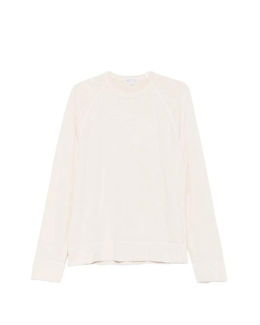 James Perse White Raglan-Sleeve Sweater-Knit Sweater for men