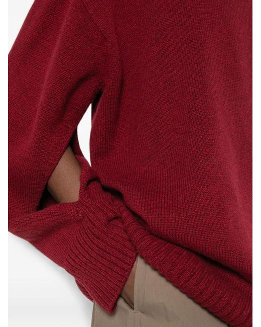 Bompard Red Split-Sleeve High-Neck Sweater