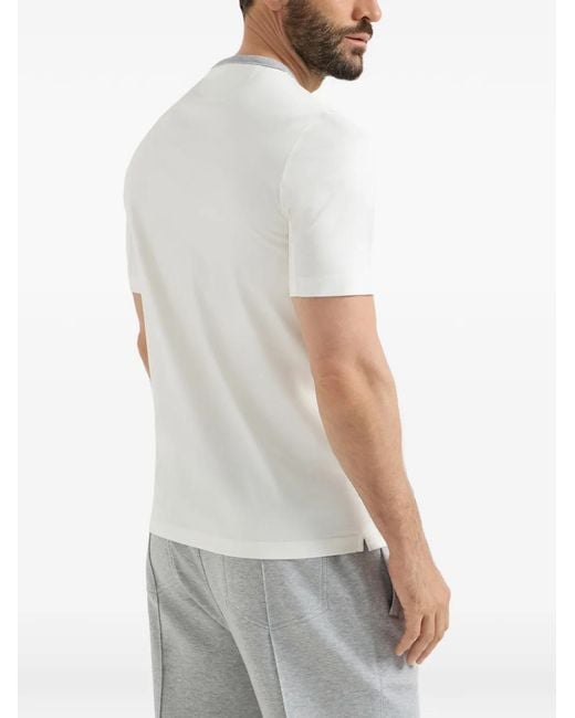 メンズ Brunello Cucinelli ロゴ Tシャツ White