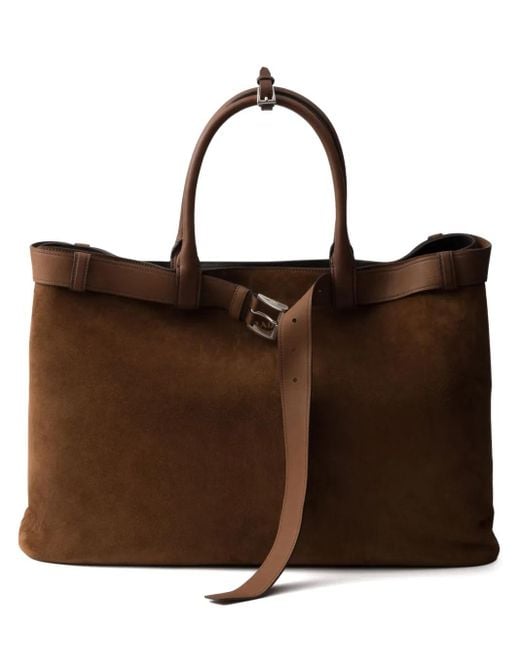 Prada Brown Medium Buckle Tote Bag for men