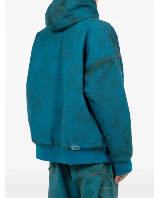 KAMIYA Blue Boro Distressed Zip-Up Jacket for men