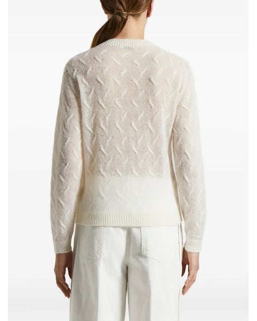 Peserico Cable-knit Round-neck Sweater White