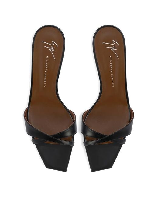 Giuseppe Zanotti Black Brivido Criss-Crossing Leather Mules