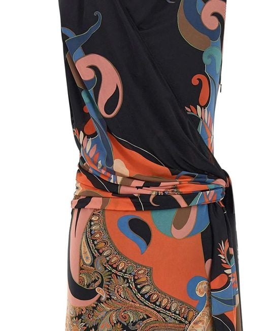 Etro White Paisley-Print Gathered Dress