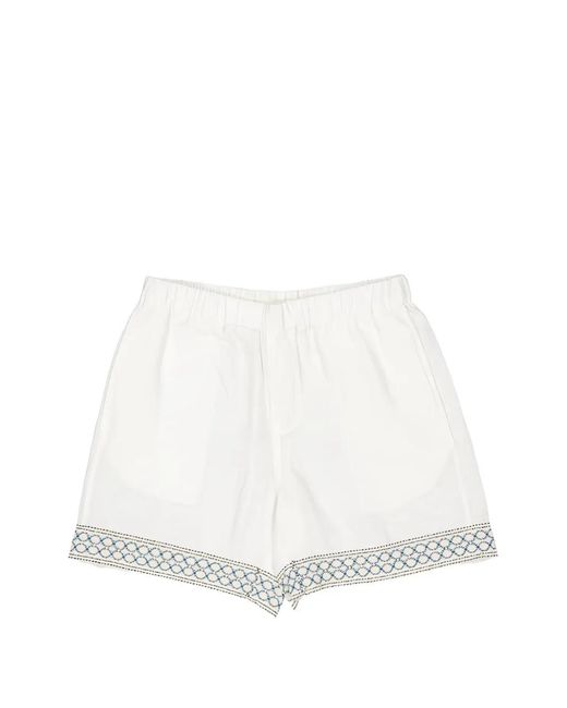 Homme by Michele Rossi White Braided Bermudas for men