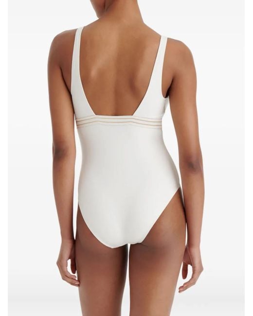 Eres White Sillage Plunge-Neck Swimsuit