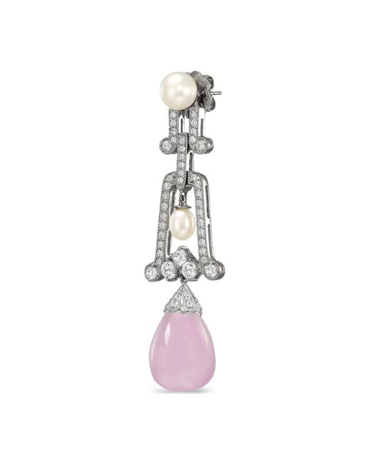 Anabela Chan White 14K And Rhodium Vermeil Moderne Multi-Stone Drop Earrings