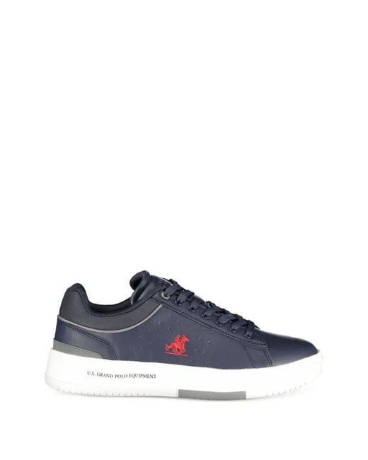 U.S. Grand Blue Perforated Logo-Patch Sneakers for men