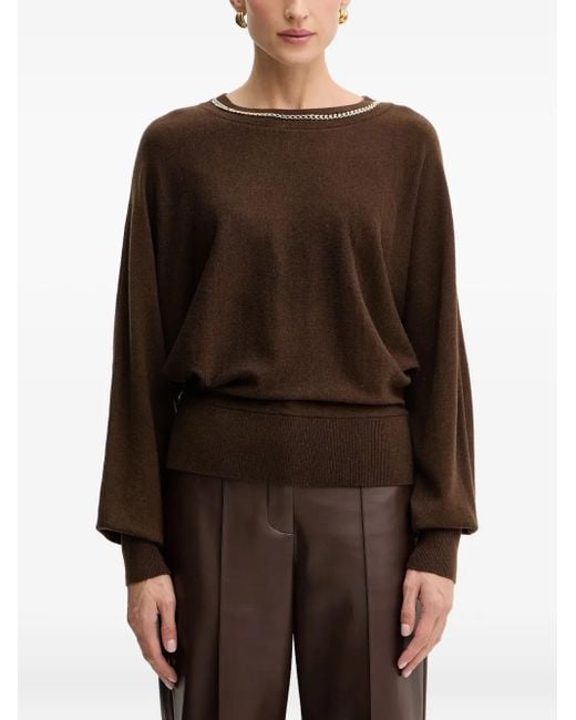 MARCIANO BY GUESS Brown Chain-Detail Sweater