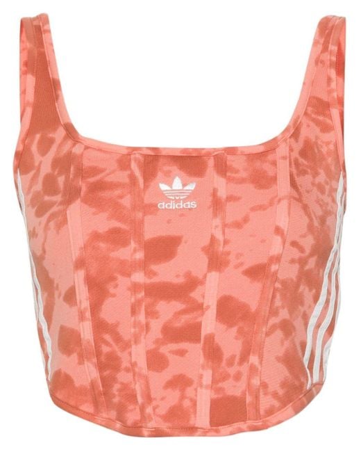 Haut façon corset à imprimé tie dye Adidas en coloris Pink