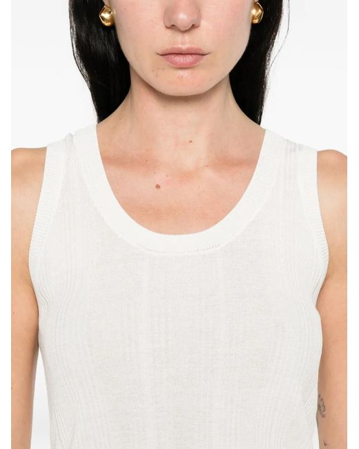Weekend by Maxmara White Ribbed Tank Top