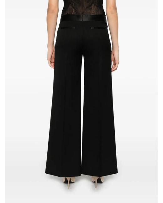 Victoria Beckham Black Satin-Waistband Tailored Trousers