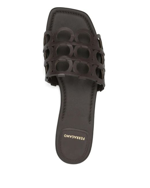 Ferragamo Black Gancini Slides