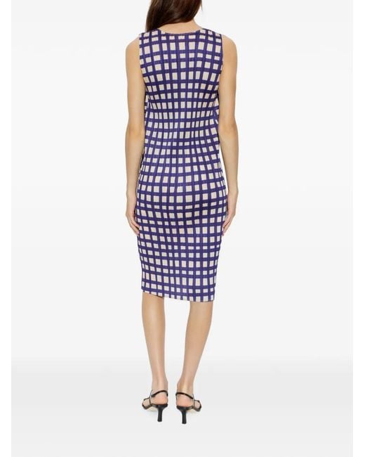 Pleats Please Issey Miyake Blue Basket Sleeveless Midi Dress