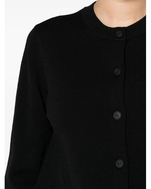 Maison Kitsuné Black Wool Cardigan With Button-Down Front And Embroidered Logo