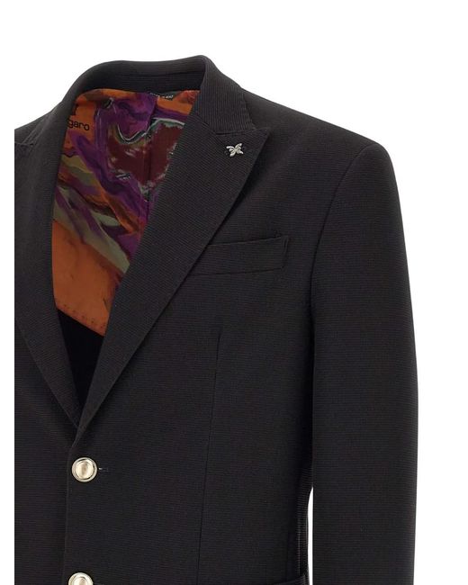 Emanuel Ungaro Black Blazer À Boutons Ornementés Et Col À Revers Pointus for men