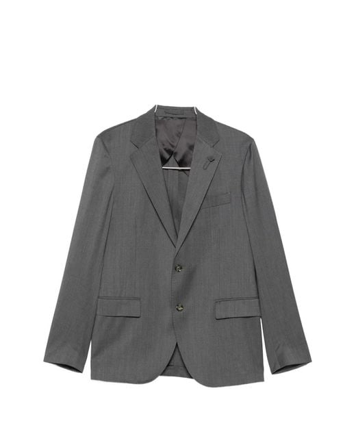 Lardini Gray Notched-Lapels Single-Breasted Suit for men