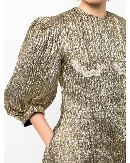 Simone Rocha Metallic Crystal-embellished Cloqué Midi Dress