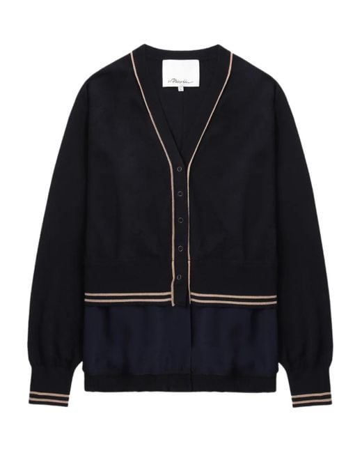 3.1 Phillip Lim Wollen Vest Met V-Hals En Chiffon Afwerking in het Blue