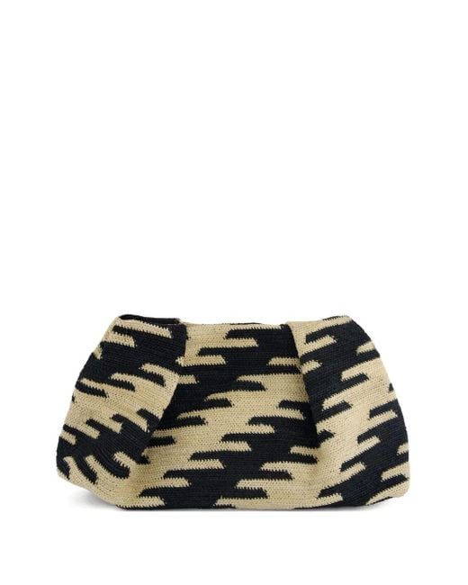 Sensi Studio Black Sisal Patterned Pouch