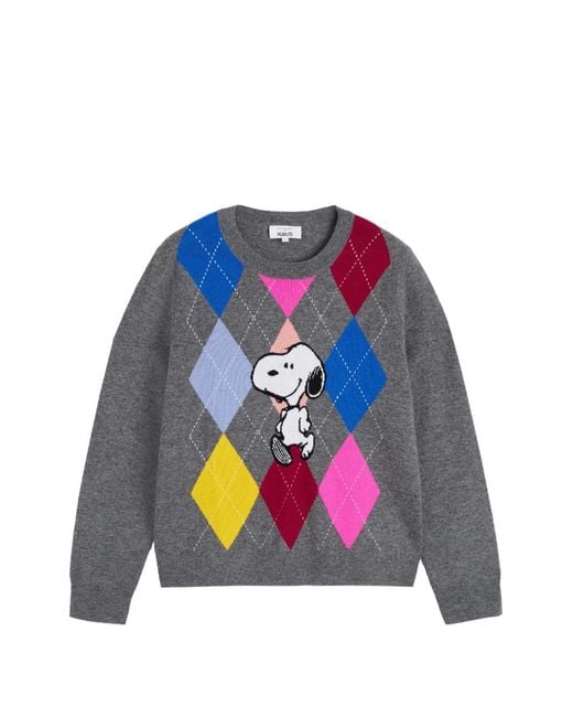 Chinti & Parker Blue Snoopy Argyle-Pattern Sweater