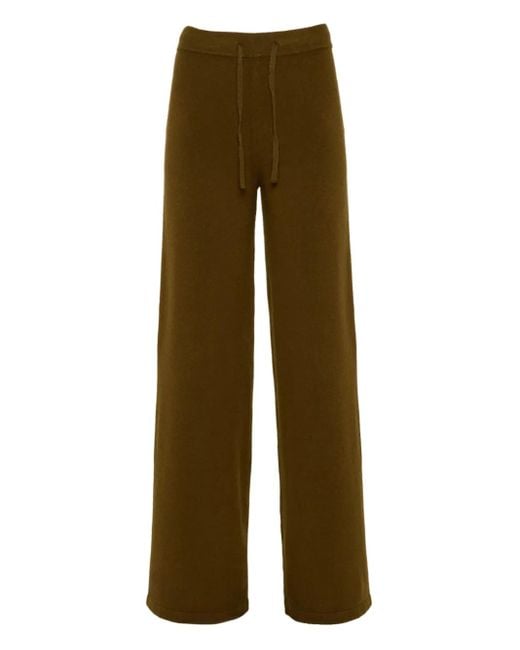 Yves Salomon Green Knit Wide-Leg Trousers