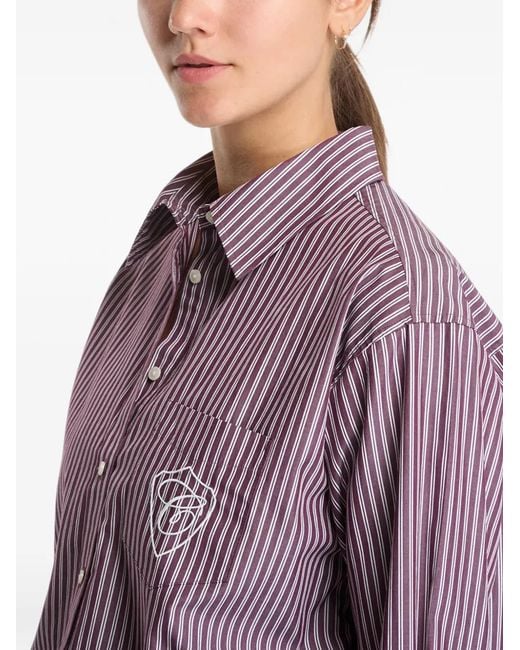 Gant Blue Vertical-Stripe Logo-Embroidered Shirt