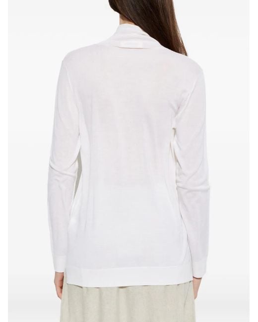 Lisa Yang White Wool Roll-Neck Sweater