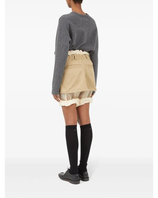 Maison Margiela Natural Cotton Blend Layered Skort