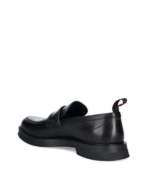HUGO Black Leather Loafers for men