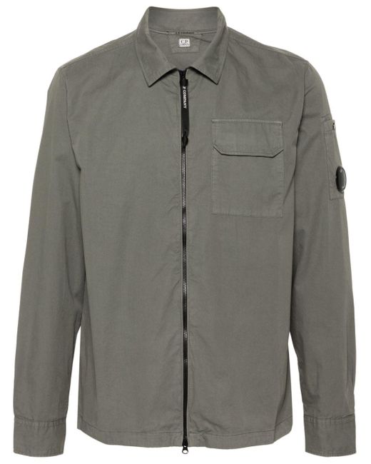 C P Company Gray Zip-Up Gabardine Overshirt for men