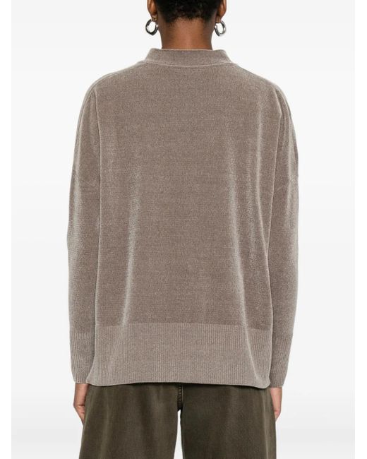 Rrd Brown Button-Front Ribbed Cardigan