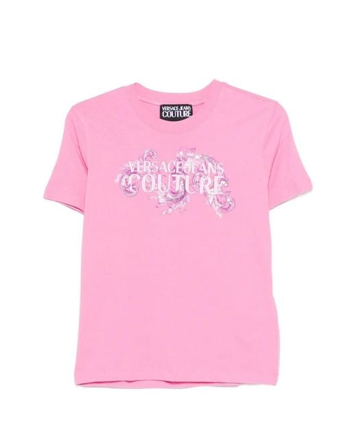Versace Jeans Couture Pink Logo-Print T-Shirt