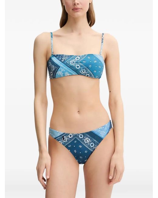 Polo Ralph Lauren Blue Paisley-Print Bandeau Bikini Top