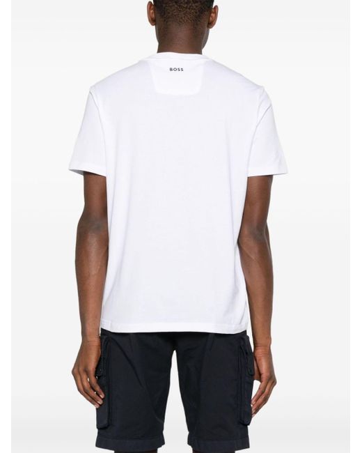 Boss White Logo-appliqué Short-sleeve T-shirt for men