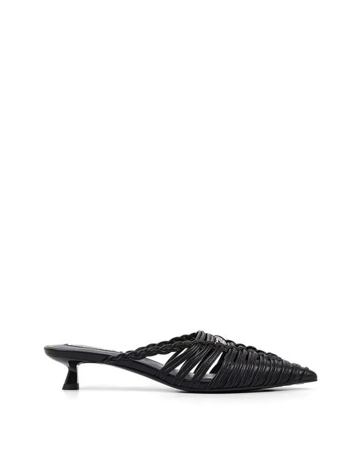 Karl Lagerfeld White Caged Pointed-Toe Mules