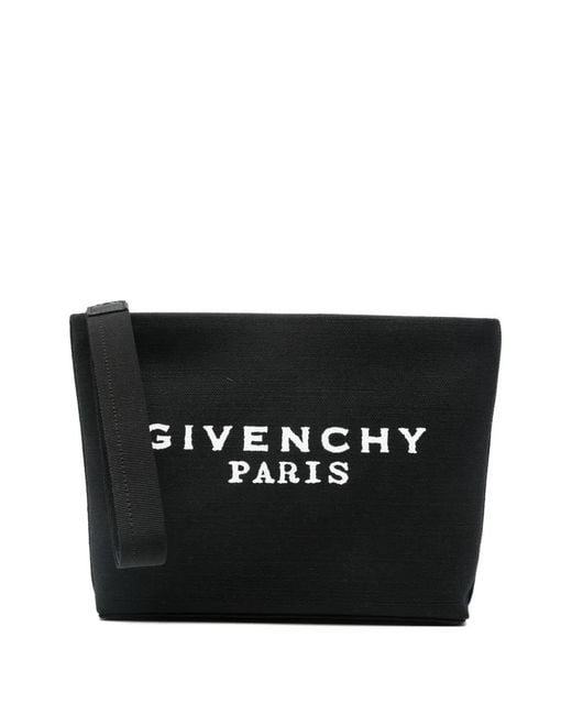 Logo-lettering clutch bag Givenchy de color Black