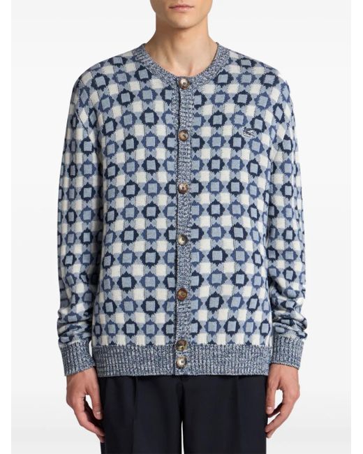 Etro Cotton- And Wool-Blend Cardigan in Blue for Men | Lyst