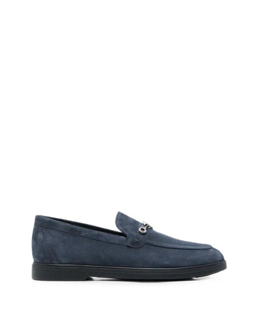 Stefano Ricci Blue Logo-Plaque Suede Loafers for men
