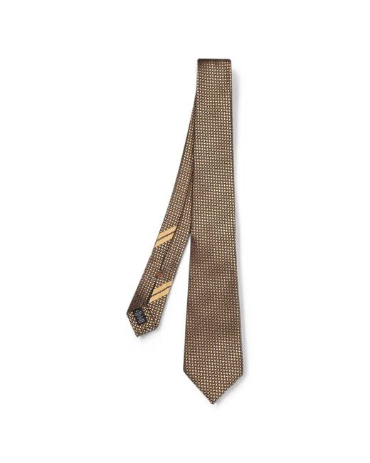 Zegna Natural Geometric-Pattern Silk Tie for men