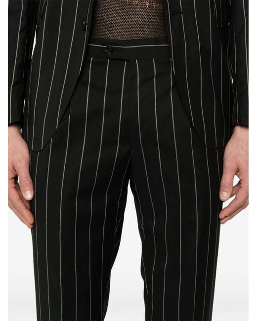 Tagliatore Black Pinstripe-Pattern Suit for men