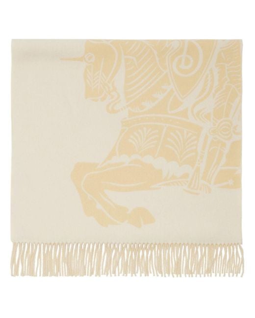 Burberry Natural Equestrian Knight Cashmere Scarf