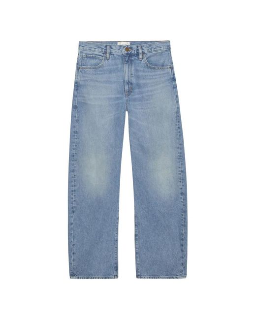 FRAME Blue Jean Droit Vertical Crop À Taille Haute