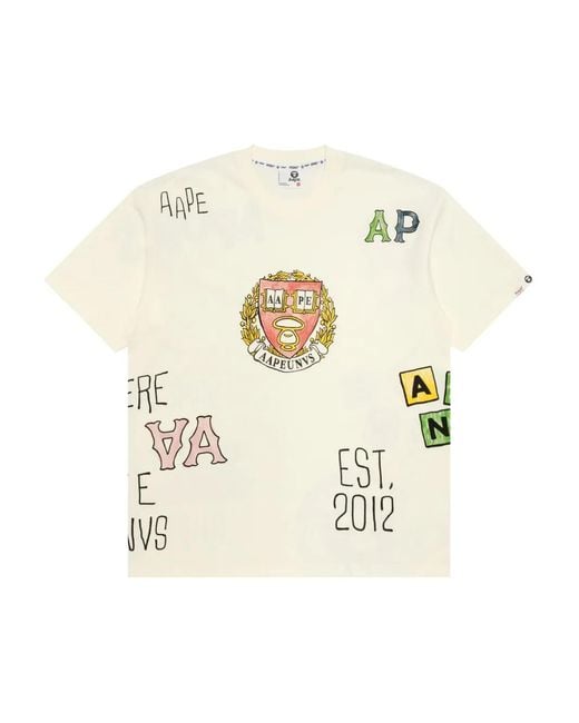 Aape By A Bathing Ape Natural Cotton T-Shirt for men