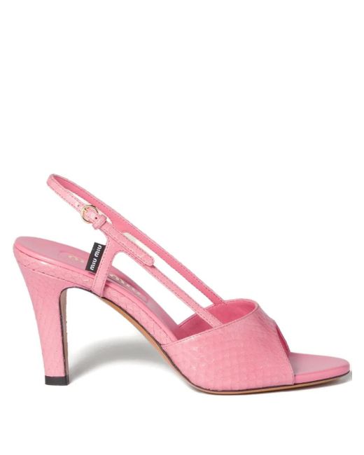 Miu Miu Pink Slingback Leather Sandals