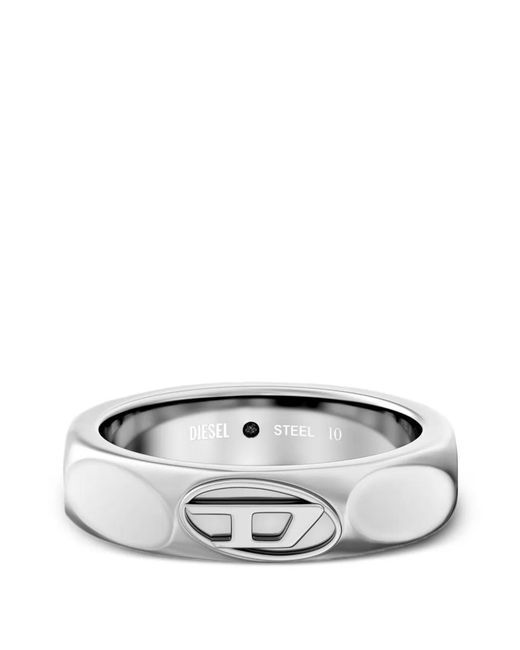 DIESEL White Oval D Logo Ring