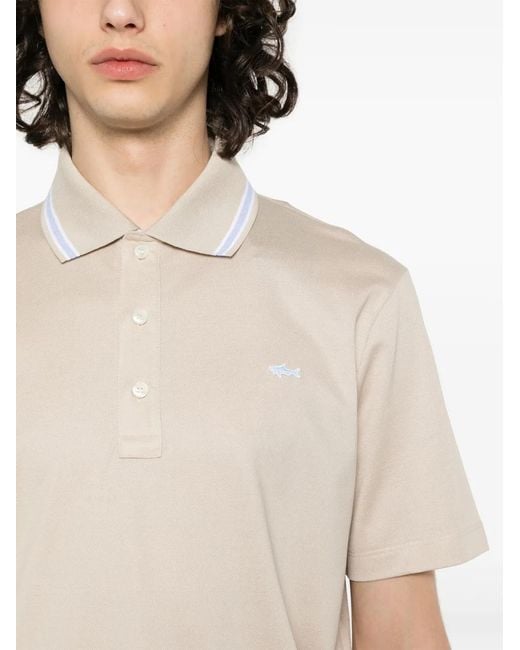 Paul & Shark White Logo-Patch Piqué Polo Shirt for men