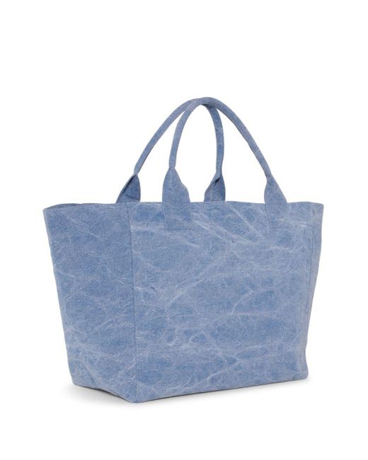 Ganni Blue Logo-Embroidered Tote Bag